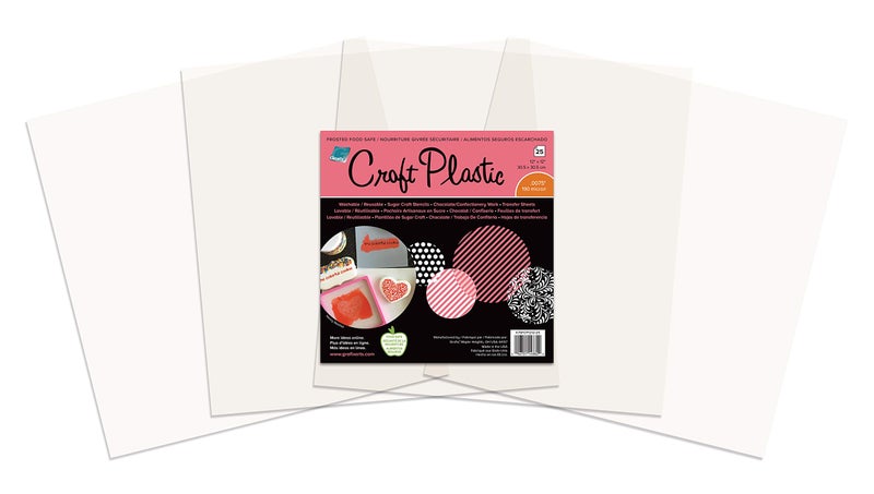 Grafix Food Safe Craft Plastic Film â€“ Reusable .0075â€ Thick Translucent Film, Perfect for Sugar Craft Stencils, Cookie and Cake Decorating, Chocolate Work, and More, Frosted, 12 x 12â€, Pack of 25 - Image 1